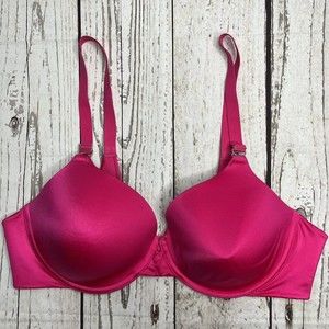 Maidenform Back Smoothing Bra 40C Underwire Pink Satin Padded 07539 Adjustable